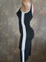 Zara XS/ S- Черна секси рокля от трико с бяла странична лента, снимка 8