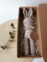 Зайче и дрънкалка ръчна изработка в неутрален цвят, плетени зайчета, играчка за бебе, бежово зайче , снимка 7