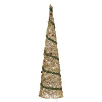 Светеща Коледна елха със златни гирлянди, 81см, снимка 2 - Декорация за дома - 42704242