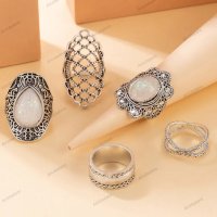 Дамски моден комплект бижута от 5 пръстена, 3модела - 023, снимка 11 - Пръстени - 41059513