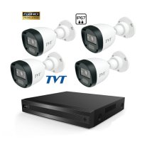 FULL-HD TVT Комплект с 4 булет IR камери за външен монтаж и хибриден DVR, снимка 1 - HD камери - 40993706