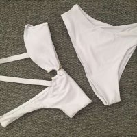 Бял бански рипс с едно рамо халка La Vela Beachwear, снимка 3 - Бански костюми - 35535201
