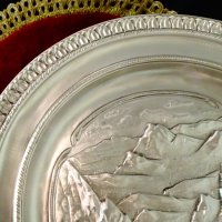 Чиния,пано от калай,релефна картина Канадските Скалисти планини. , снимка 4 - Антикварни и старинни предмети - 40951240