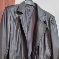 Кожено черно сако от изкуствена кожа, снимка 3 - Сака - 41481376