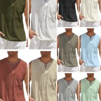 Мъжка модна лятна риза без ръкави, 10цвята - 023, снимка 1 - Ризи - 41690882