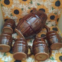 Сервиз троянска керамика-Голяма каничка и 5 чаши с дръжка, снимка 8 - Сервизи - 42496016