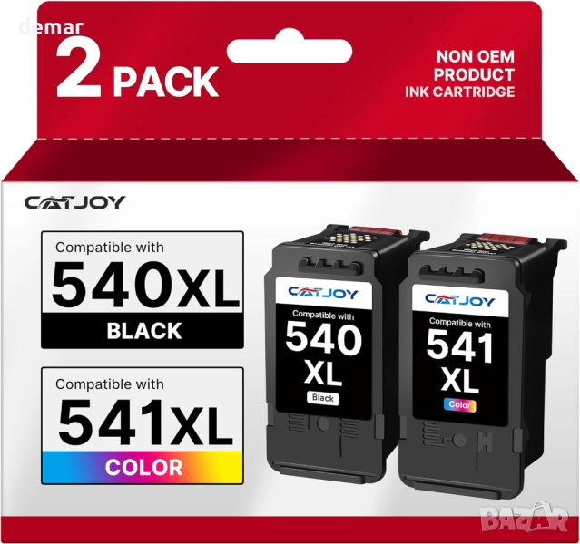Мастилени касети CATJOY 540XL 541XL, за Canon (1 черна, 1 трицветна), снимка 1