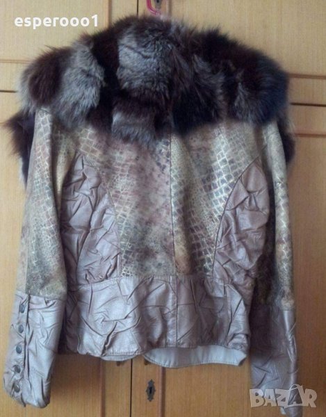 Кожено яке с яка от ракун, снимка 1