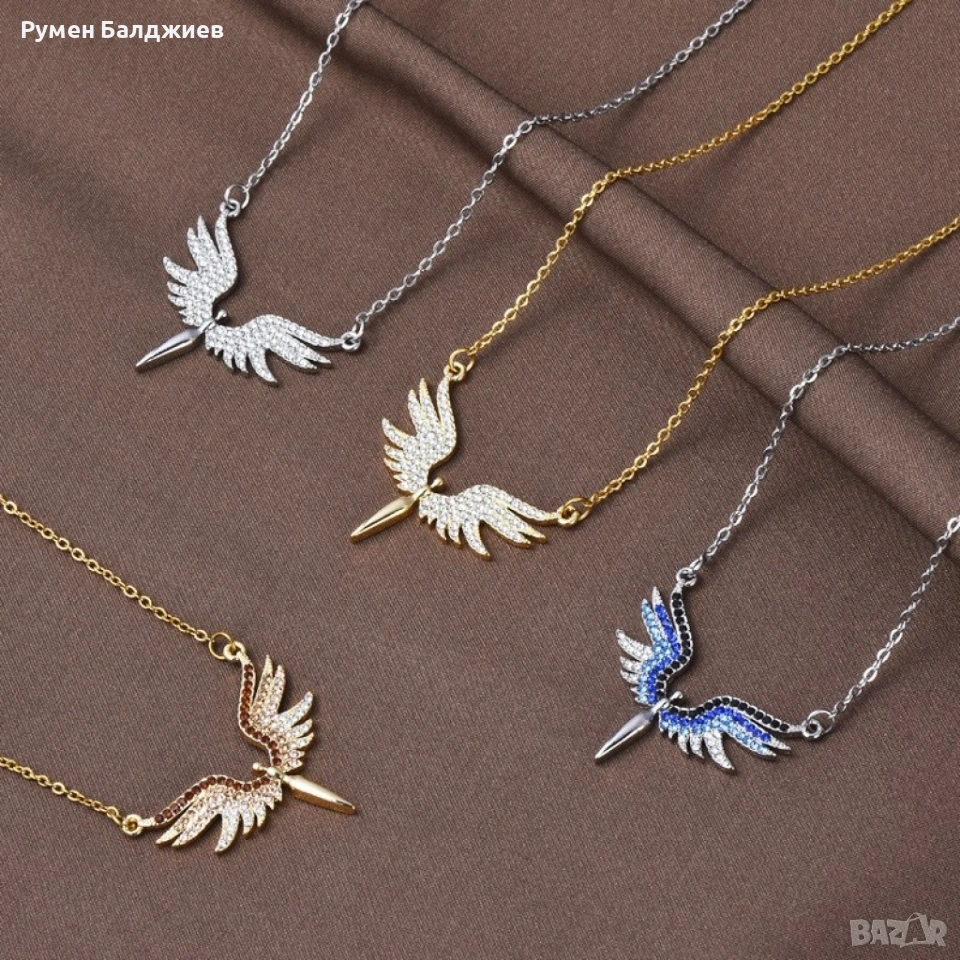 Нежно дамско колие с висулка феникс с камъни., снимка 1