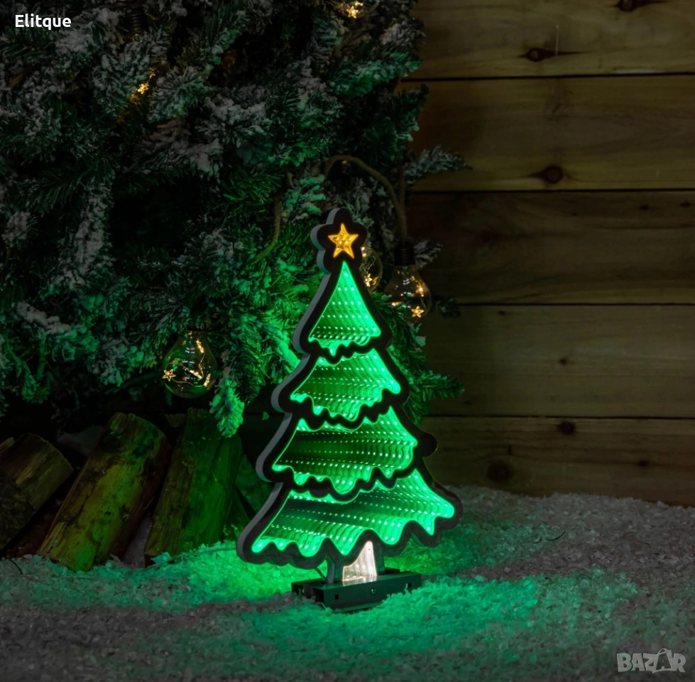 LED коледна елха с 3D светлинен ефект – модерна празнична декорация за дома, снимка 1