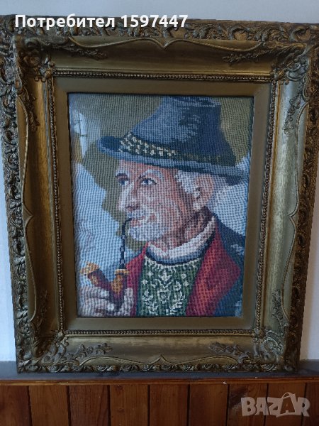 Продавам гоблен - старец с лула, снимка 1