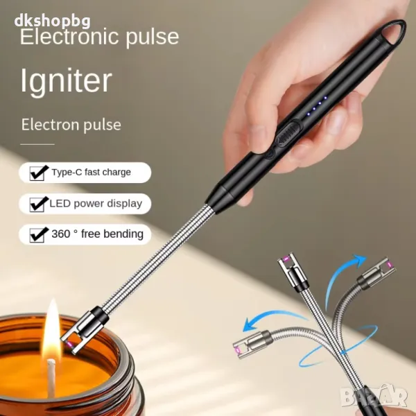 891-2 Ветроустойчива USB дълга кухненска запалка, снимка 1