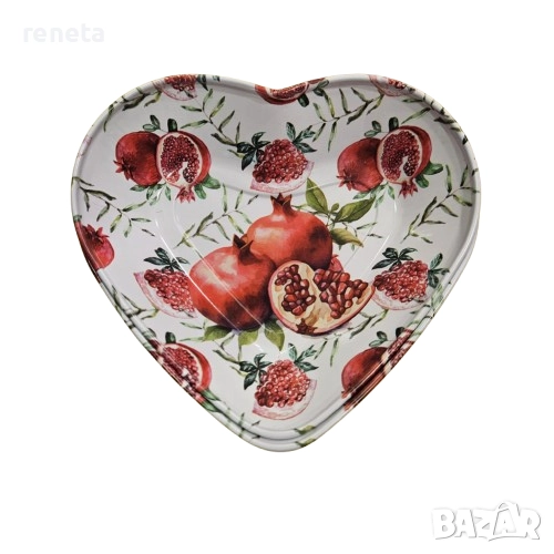 Купичка за ядки, Сърце с нар, Метална, 9х9х3 см, снимка 1