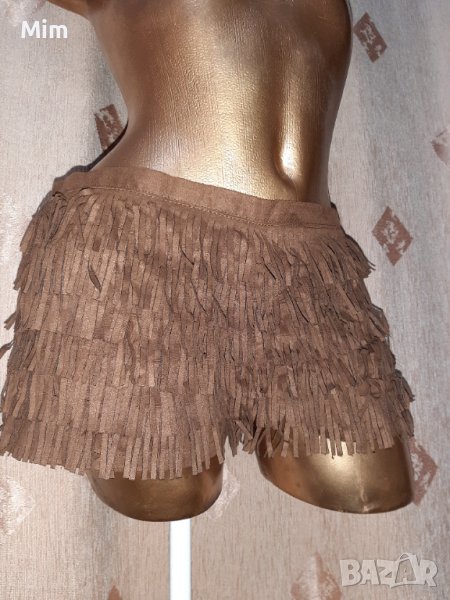 Liver.island  S/M Кафеви велурени къси панталонки с ресни , снимка 1