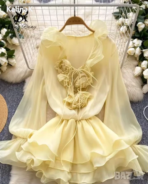 Жълта къса рокля, снимка 1