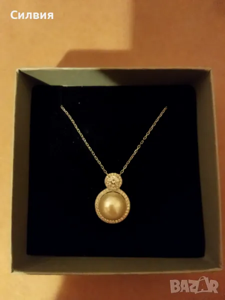 Сребърни колиета с перла и цирконий , снимка 1