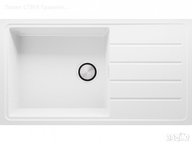 Кухненска Мивка от Гранит модел Копенхаген 900 x 500 Supreme - Бяла, снимка 1
