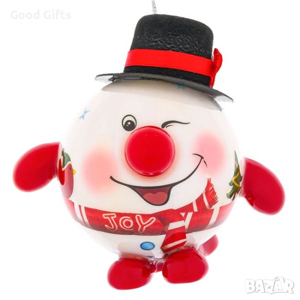 3 броя LED светеща коледна топка Снежен човек, 10см, снимка 1