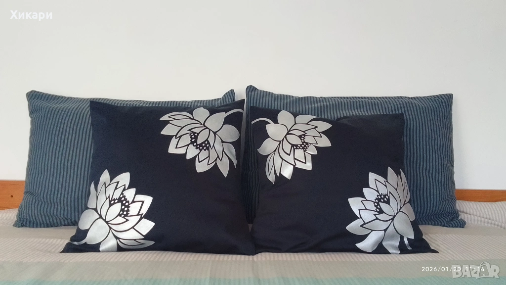 Ръчно рисувани декоративни калъфки от сатениран памук, снимка 1