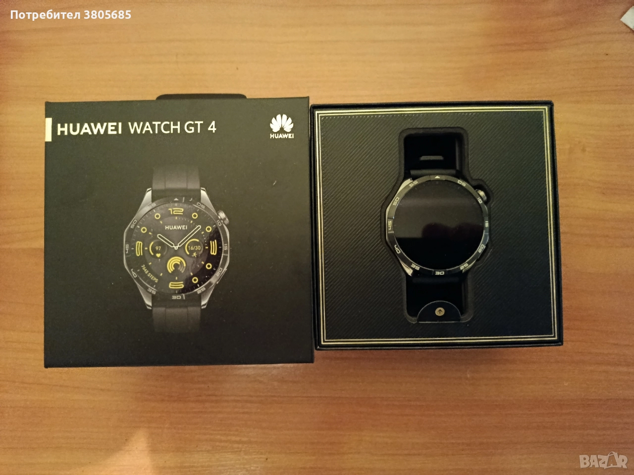 HUAWEI WATCH GT 4, BLACK, Black Fluoroelastomer Strap, 46 MM, PNX-B19, снимка 1