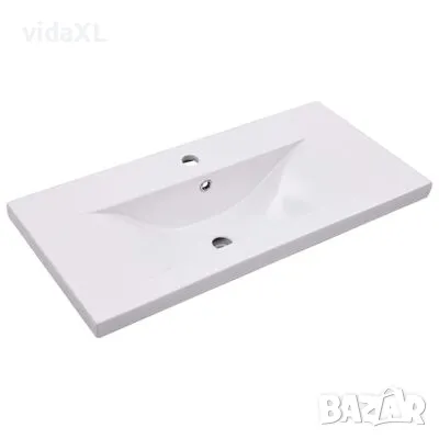 vidaXL Мивка за вграждане, 81x39,5x18,5 см, керамична, бяла（SKU:145062）, снимка 1