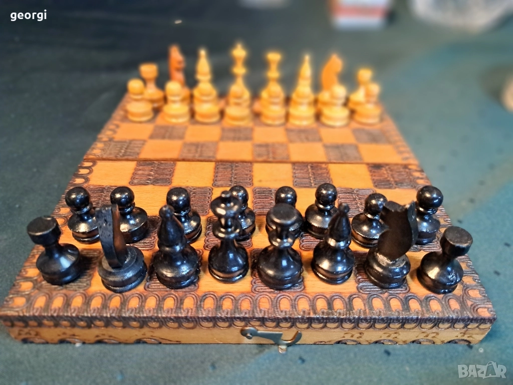 мини дървен шах от соца 30/6, снимка 1