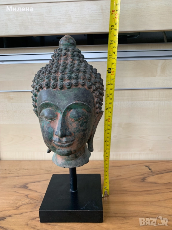 Бронзова глава на Буда, снимка 1
