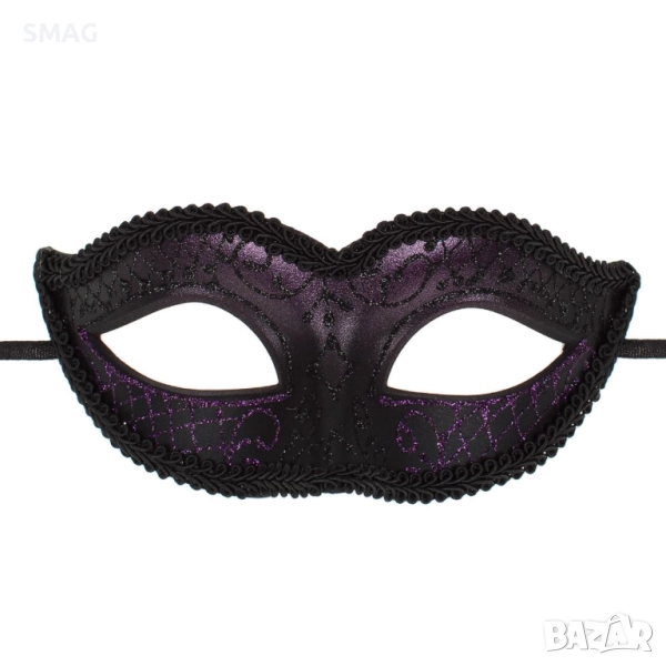 Хелоуин / Halloween дамска маска черна с лилав брокат_1230855, снимка 1