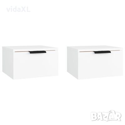 vidaXL Нощни шкафчета за стенен монтаж, 2 бр, бели, 34x30x20 см(SKU:811377, снимка 1