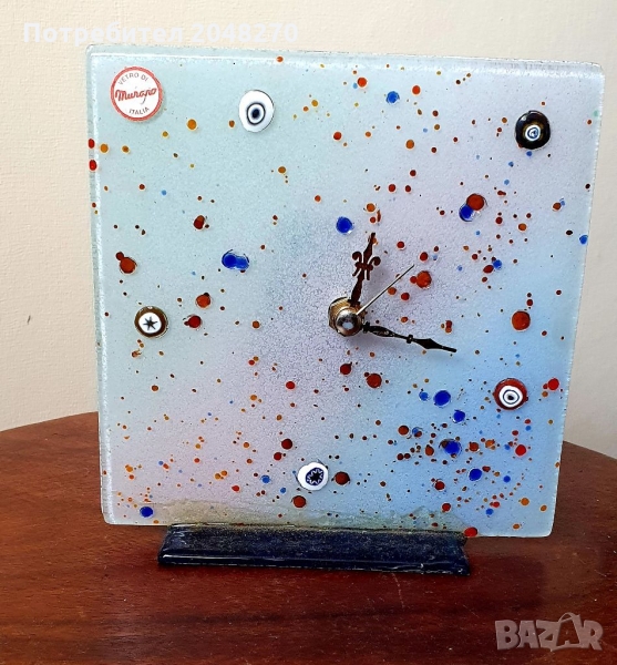Уникат Часовник Оргинално Венецианско Стъкло МУРАНО с маркировка. , снимка 1