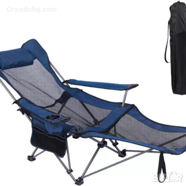 Сгъваем преносим стол WerkBull в 3 цвята с възглавница и поставка за телефон до 140кг за плаж и къмп, снимка 1