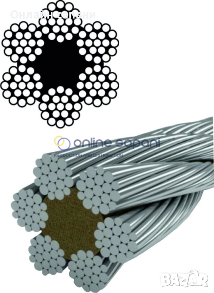 Стоманени въжета общо премназачение и конопена сърцевина 6X19M, снимка 1