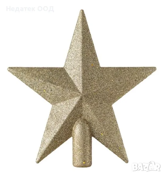 Връх за коледна елха, звезда, шампанско, 19 см, снимка 1