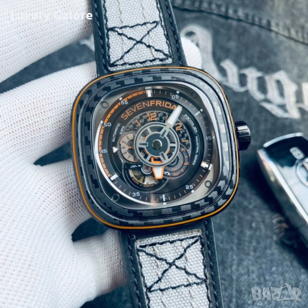 Мъжки часовник SevenFriday P3C/07 Orange Carbon с автоматичен механизъм, снимка 1