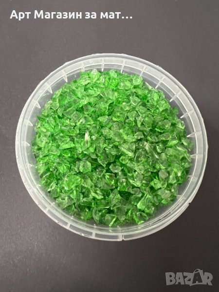 Зелени стъклени камъчета/чипс за декорация , снимка 1