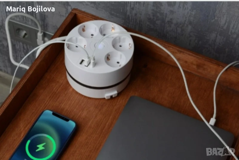 Кабелна макара Technaxx, с множество гнезда, удължителен кабел 140 cm, USB 5x 230V, снимка 1