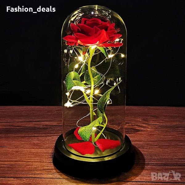 Нова голяма роза с LED светлини и кутия Подарък за жена приятелка гадже Годишнина 8 март, снимка 1