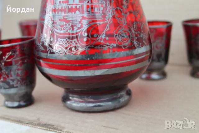 Старо шише за алкохол рисувано със сребро, снимка 10 - Антикварни и старинни предмети - 49713620