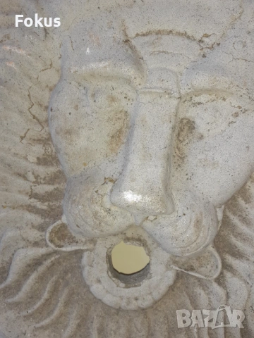 Голяма стара циментена розетка за чешма лъв лъвска глава, снимка 4 - Антикварни и старинни предмети - 53287294