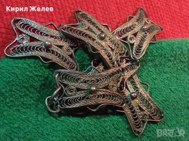 СТАРИННА ФИЛИГРАННА ПОСРЕБРЕНА МЕДНА ГРИВНА РЪЧНА РЕТРО ИЗРАБОТКА с НУЖДА от ЛЕКА РЕСТАВРАЦИЯ 44743, снимка 3 - Антикварни и старинни предмети - 45955171