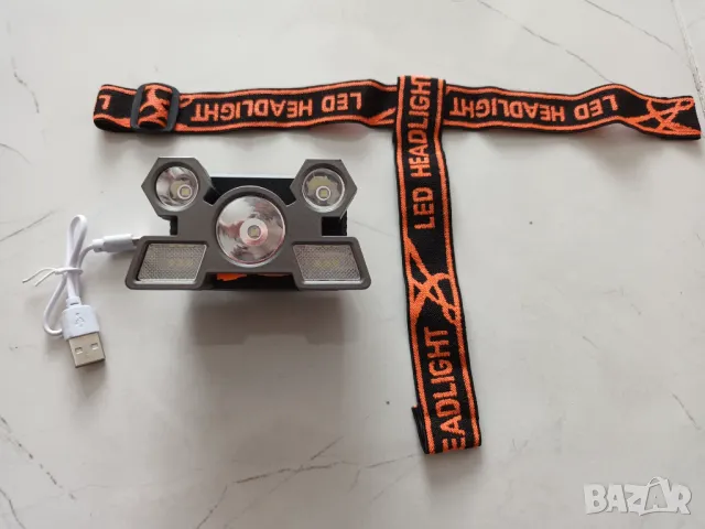 Мощен LED фенер, челник 5 LED светлини, акумулаторен фенер за глава НОВО, снимка 4 - Друга електроника - 47978904