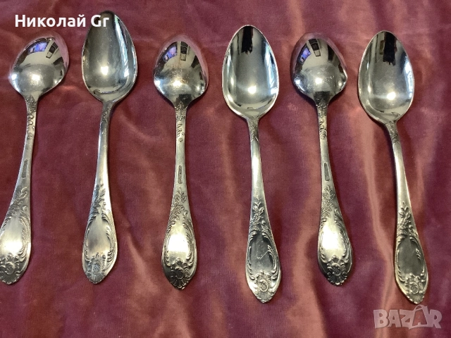 Сервиз за маса  посребрен  времената за СССР  експортна версия  знак за качество  24 броя , снимка 5 - Сервизи - 52790526