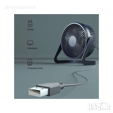 4546 Компактен вентилатор с 360° завъртане и мощен мотор, снимка 4 - Други стоки за дома - 53811957