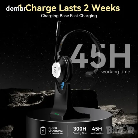 Bluetooth слушалка с микрофон с шумопотискане, USB адаптер, зарядна станция, снимка 5 - Bluetooth слушалки - 50356960