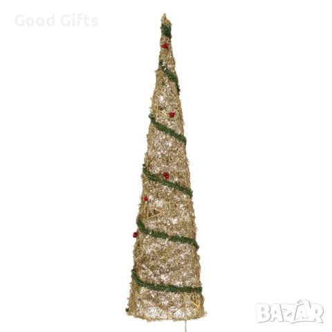 Светеща Коледна елха със златни гирлянди, 81см, снимка 2 - Декорация за дома - 42704242
