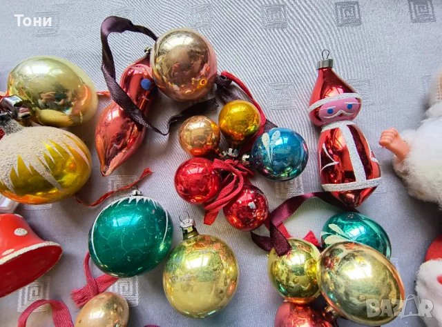 Винтидж стъклени коледни играчки + дядо Мраз , снимка 5 - Колекции - 50178592