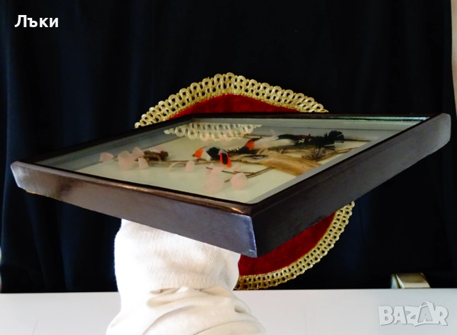 Стара диорама от пера Птици с гнездо,рамка. , снимка 8 - Антикварни и старинни предмети - 51990046