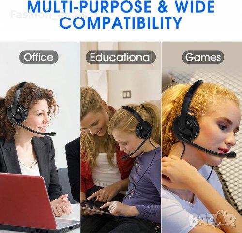 Нови USB слушалки с микрофон за офис, работа, бизнес с шумопотискане, снимка 6 - Слушалки и портативни колонки - 38686428