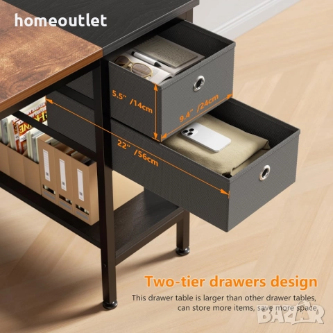 ПРОМОЦИЯ Офис бюро - 140см - с 2 чекмеджета в индустриален стил X001AVIXQT/AD-DNZ119-67-10,5, снимка 7 - Бюра - 52721716