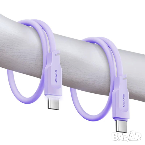 Кабел USAMS US-SJ567 Type-C PD100W 1.2 метра / лилав, снимка 4 - USB кабели - 44512018